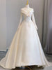 Ivory White Satin Long Sleeve Wedding Dress