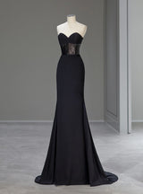 Black Mermaid Sequins Strapless Prom Dress