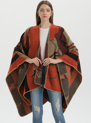 Ladies Shawl Padded Cashmere Split Cloak