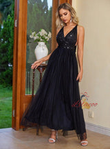 Sequin Stitching Backless Dress