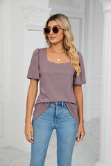 Solid Color Short Sleeve Loose T-shirt