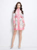 Retro Lapel Button Printed Dress
