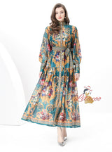 Palace Printed Long Sleeve Party Dress