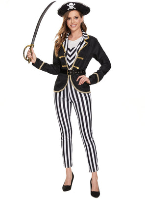Striped Female Pirate Halloween Costume