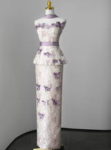 Purple Mermaid Butterfly Prom Dress