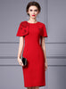 Red Scoop Neck Flower Mother Of The Bride Dress