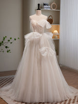 Straps Tulle Sequins Pleats Wedding Dress