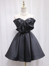 Black Satin Strapless Homecoming Dress