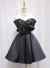 Black Satin Strapless Homecoming Dress