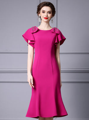 Fuchsia Beading Mother Of The Bride Dress