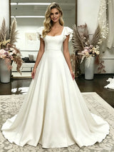 Fashion White Straps Wedding Dress