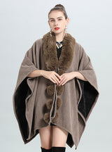 Large Size Loose Wool Ball Shawl Coat