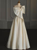Ivory Satin One Shoulder Bow Wedding Dress