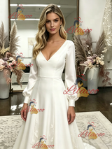 White Straps Appliques Wedding Dress