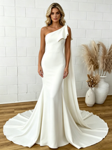 White Mermaid One Shoulder Wedding Dress