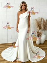 White Mermaid One Shoulder Wedding Dress