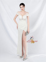 Mermaid Sequins Off the Shoulder Appliques Prom Dress