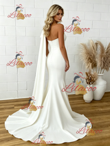 White Mermaid One Shoulder Wedding Dress