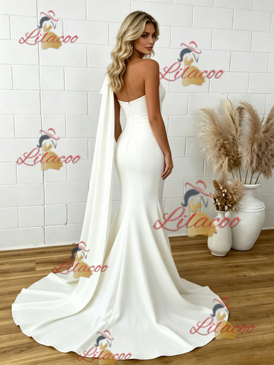 White Mermaid One Shoulder Wedding Dress