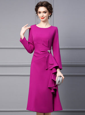 Purple Long Sleeve Mother Of The Bride Dress