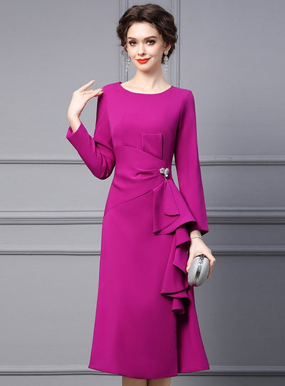 Purple Long Sleeve Mother Of The Bride Dress