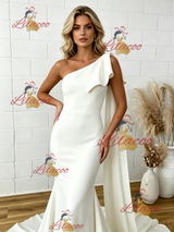 White Mermaid One Shoulder Wedding Dress