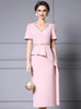 Pink V-neck Sequins Mother of the Bride Dress
