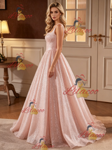 Pink Sequins Straps Wedding Dress