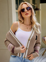 V-neck Loose Knit Sweater Coat