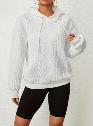 Large Size Leisure Jacquard Hooded Long Sleeve Top
