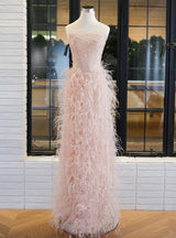 Pink Tulle Sequins Pleats Prom Dress