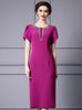 Purple Short Sleeve Mother Of The Bride Dress
