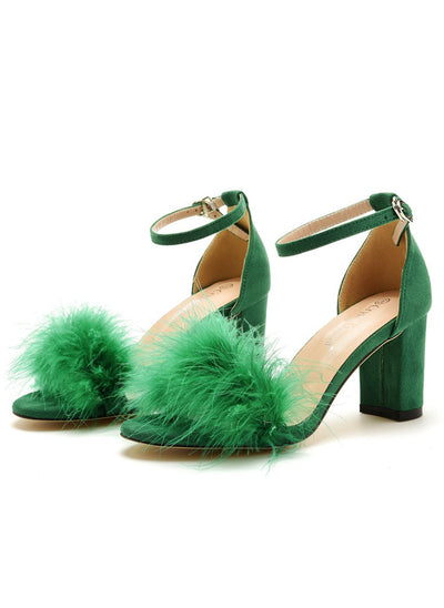 7 cm Thick Round-headed Feather Sandals