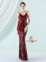 Mermaid Sequins Spaghetti Straps Prom Dress