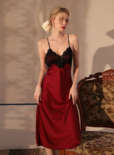 Sexy Ice Silk Lace Dress Pajamas