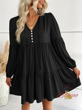 Casual Short Loose V-neck Dress