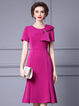 Fuchsia Short Sleeve Mother Of The Bride Dress