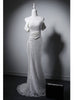 White Mermaid Lace Pearls Wedding Dress