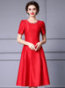 Red Satin Short Sleeve Mother Of The Bride Dress