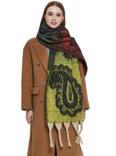 Thick Fringed Jacquard Scarf