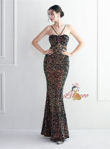 Mermaid Seqins Spaghetti Straps Prom Dress
