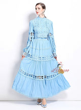 Retro Long Sleeve Lace Top Skirt Suit