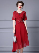Burgundy Chiffon Mother Of The Bride Dress
