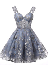 Sexy Gray Tulle Sequins Homecoming Dress