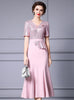 Pink Sequins Short Sleeve Mother Of The Bride Dress