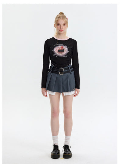 Wrinkled Long Sleeve Slim T-shirt