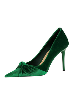 High Heel Pointed Suede Bow Shoes