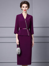 Purple Short Sleeve Mother Of The Bride Dress