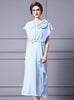 Light Blue Chiffon 3D Flower Mother Of The Bride Dress