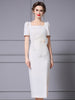 White Short Sleeve Lace Mother Of The Bride Dress